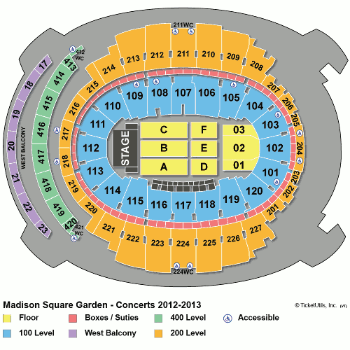 Seating Chart Of Square Garden For Concerts