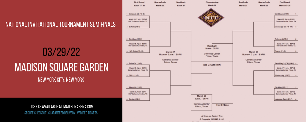 National Invitational Tournament Semifinals [CANCELLED] at Madison Square Garden